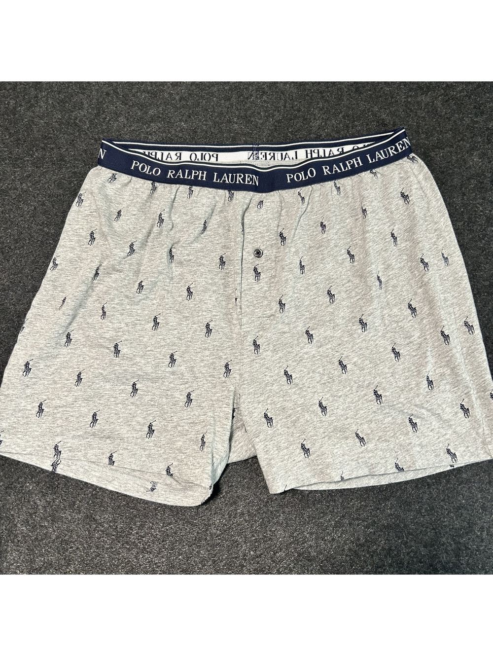 Polo Ralph Lauren Boxer Shorts Gray All-Over Pony Logo Classic Fit Men’s Size XL